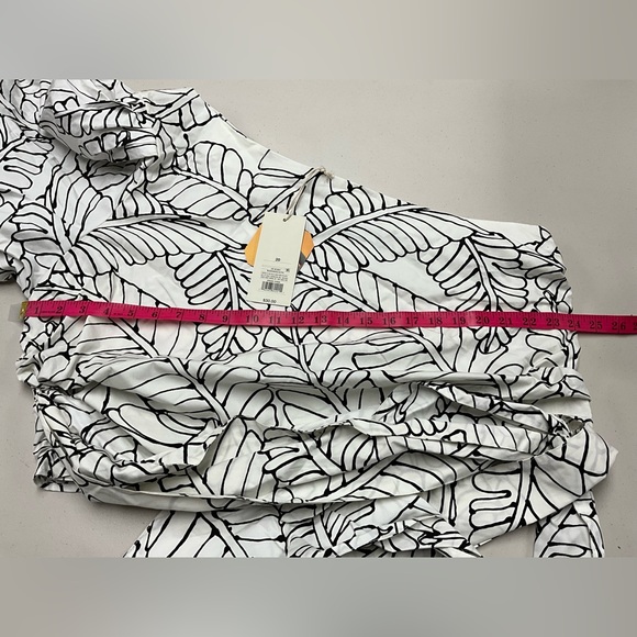 Sketch Palm Leaf Print Wrap Tie One Shoulder Top - Picture 11 of 16